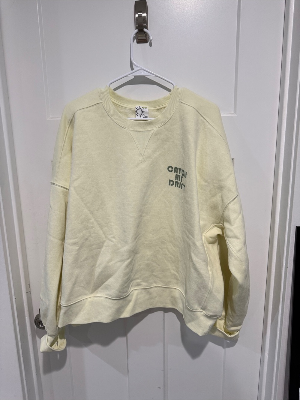 aerie Pale Yellow 'Catch My Drift' Crewneck Sweatshirt